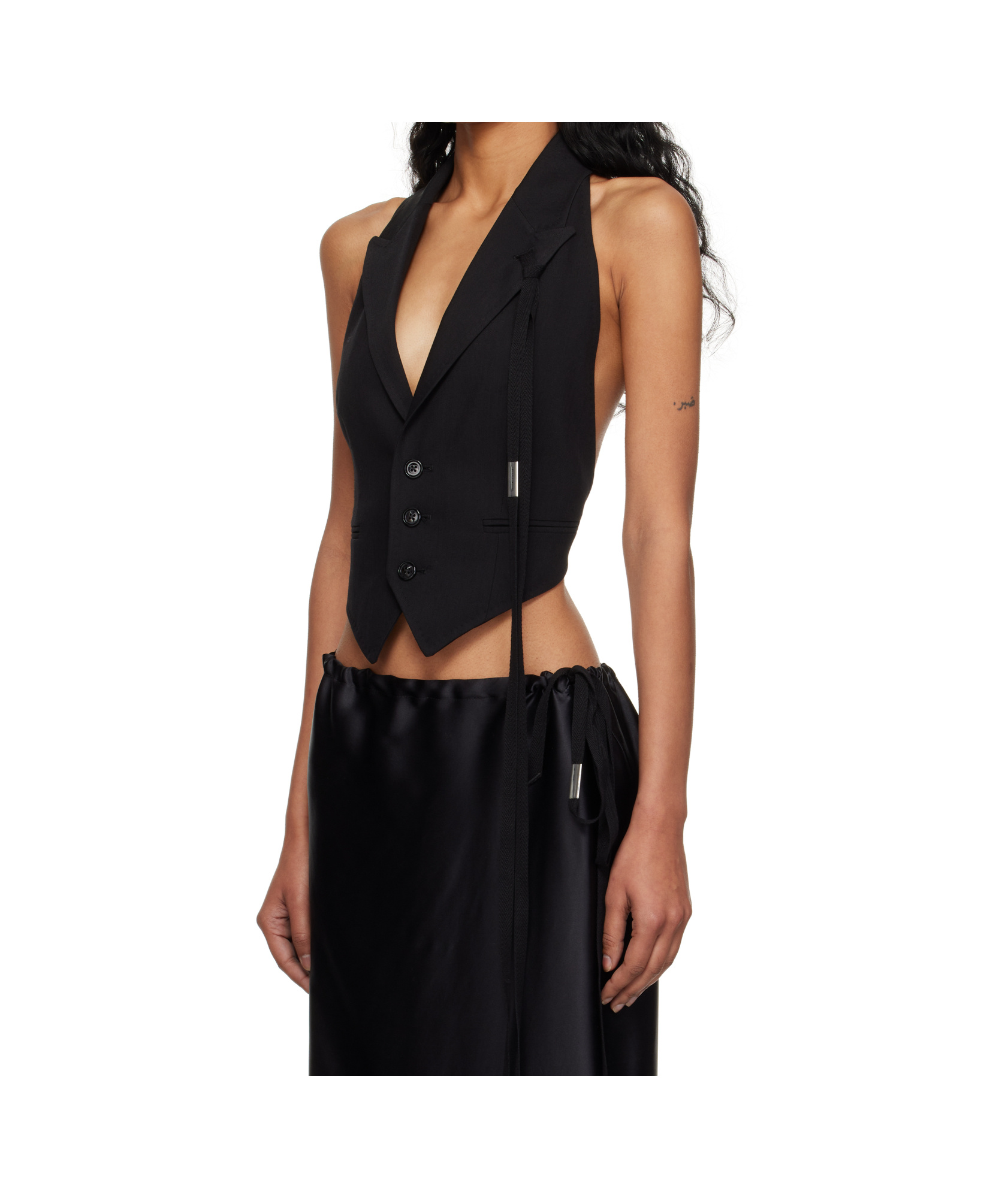 Ann Demeulemeester Black Zipora Peak Lapel Backless Waistcoat Vest In Black