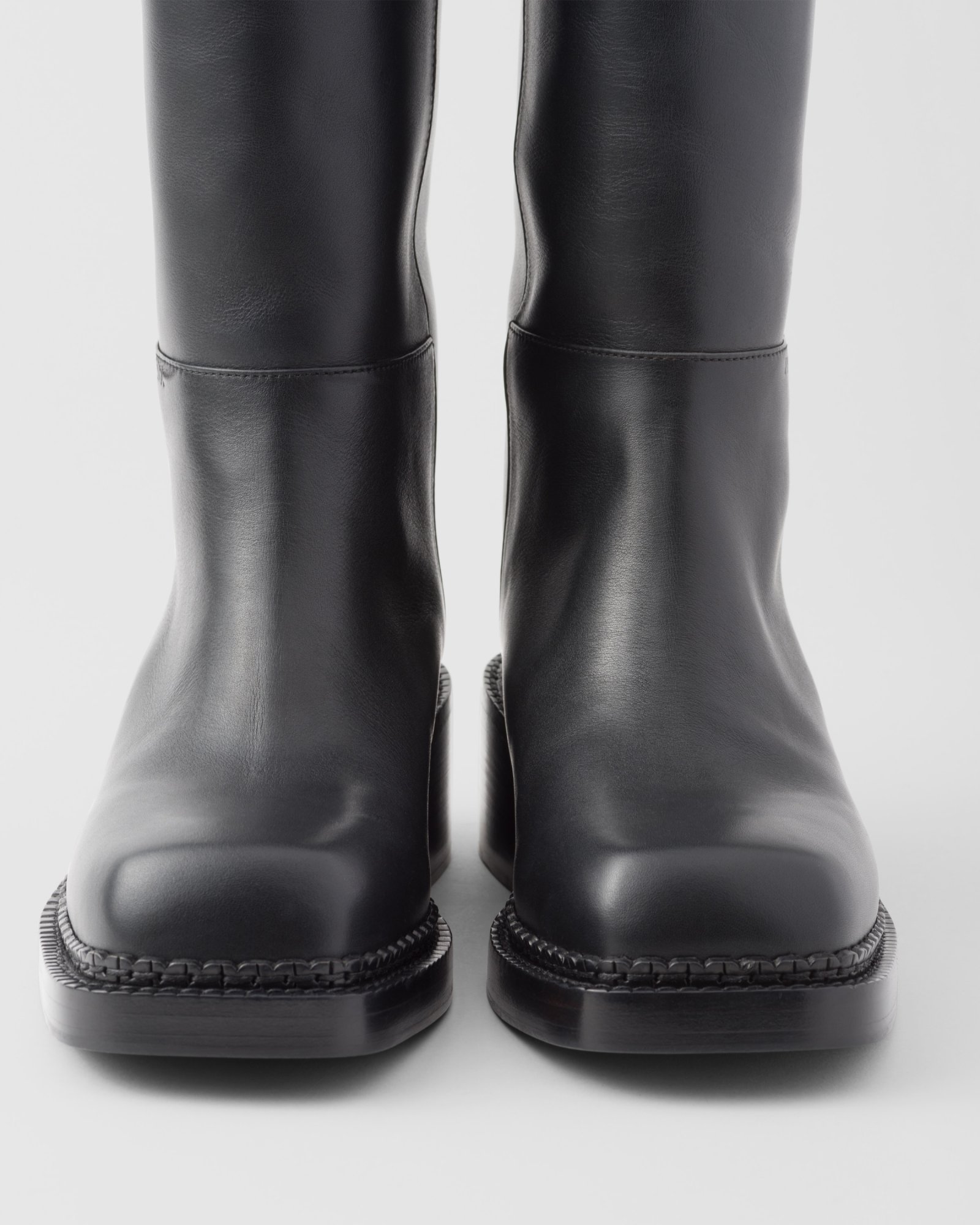 Shop Prada Leather Boots In Black