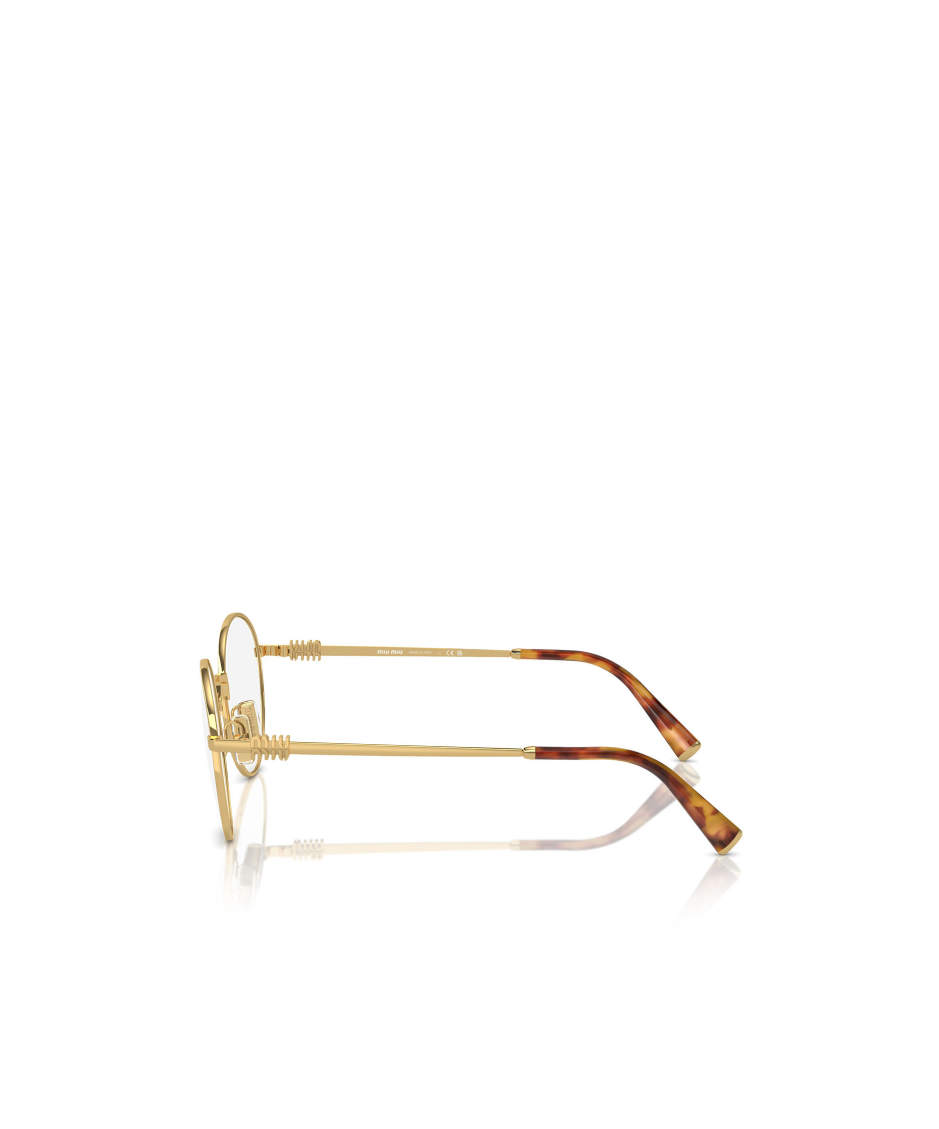 Miu Miu Metallic Round-frame Glasses In Nude