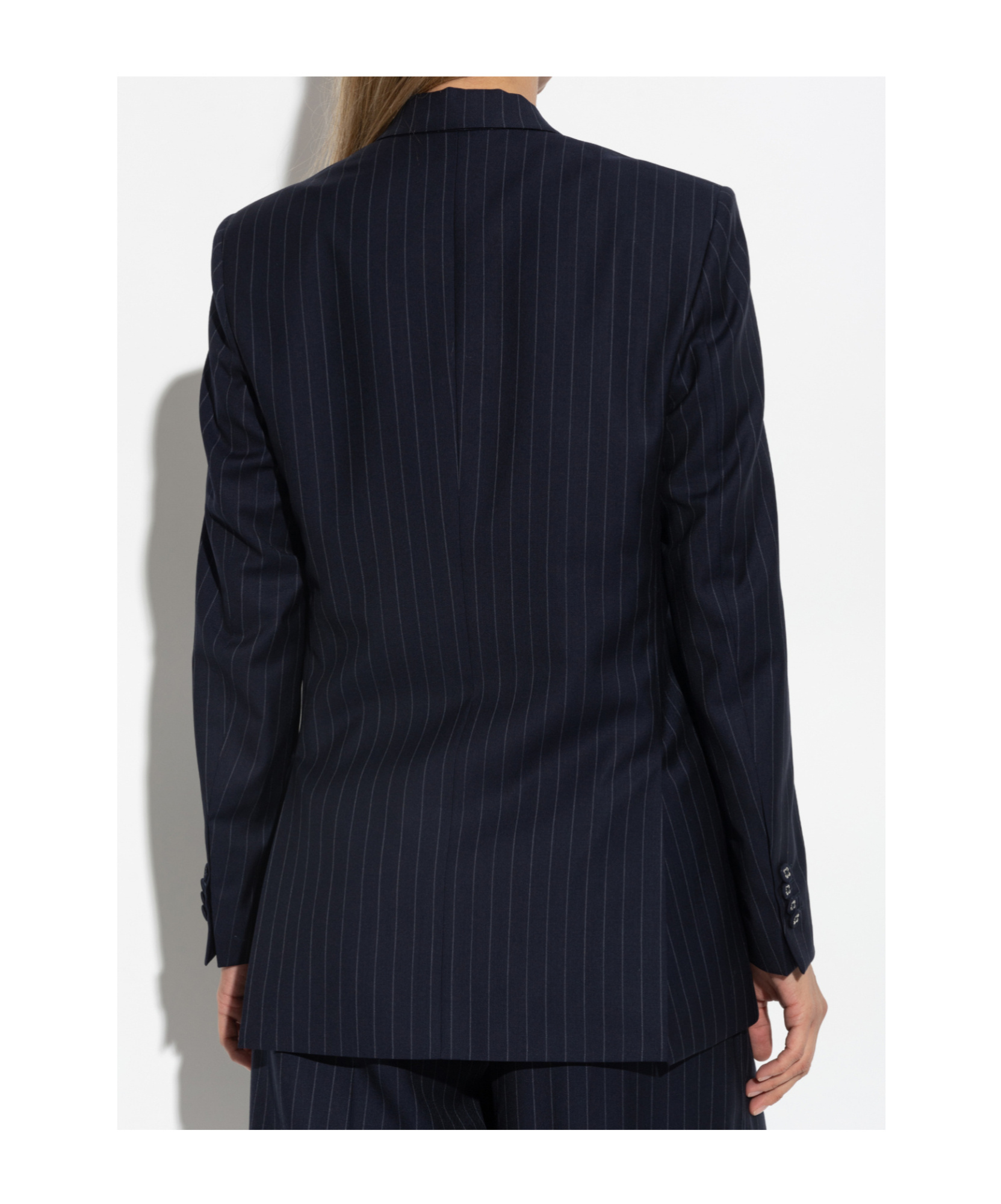 Officine Generale Pinstripe Double-breasted Jacket In Blue