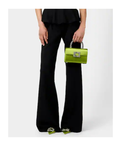 Roger Vivier Jewel Efflorescence Mini Bag In Satin In Green