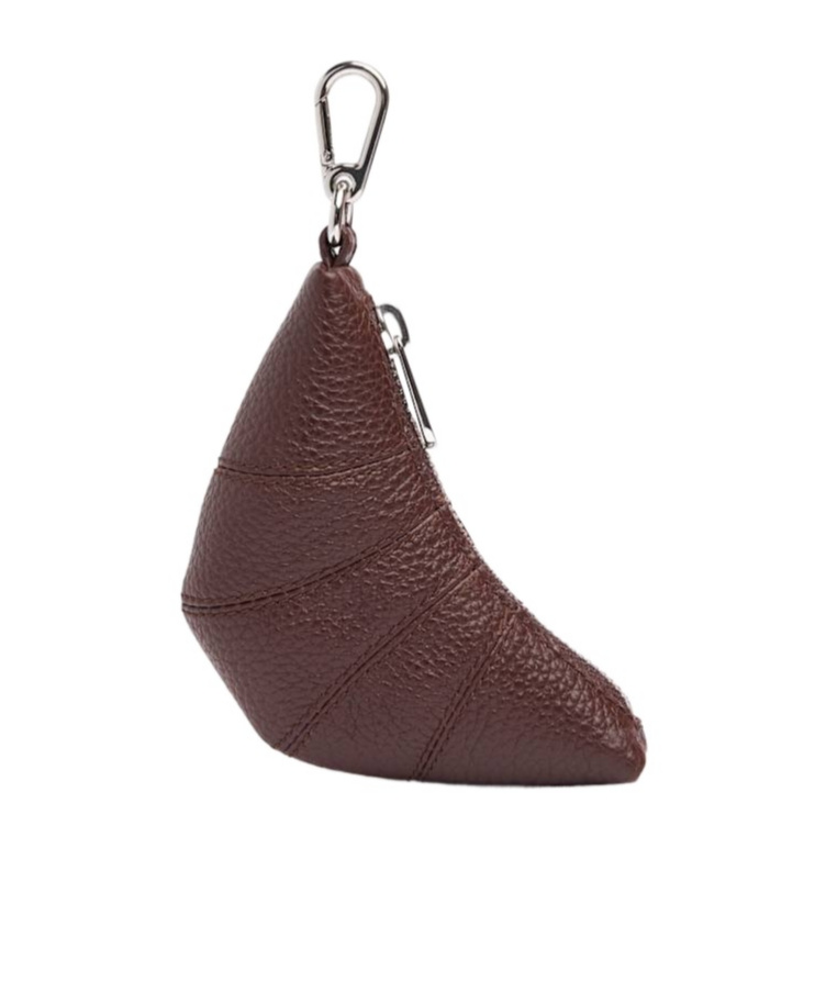 Lemaire Mini Croissant Keyring In Brown