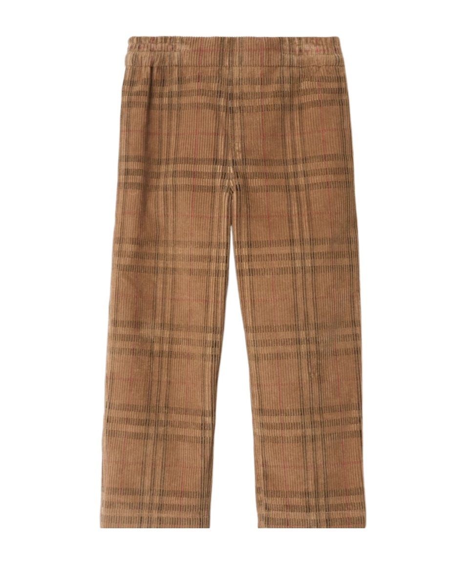 Burberry Check Corduroy Trousers In Brown