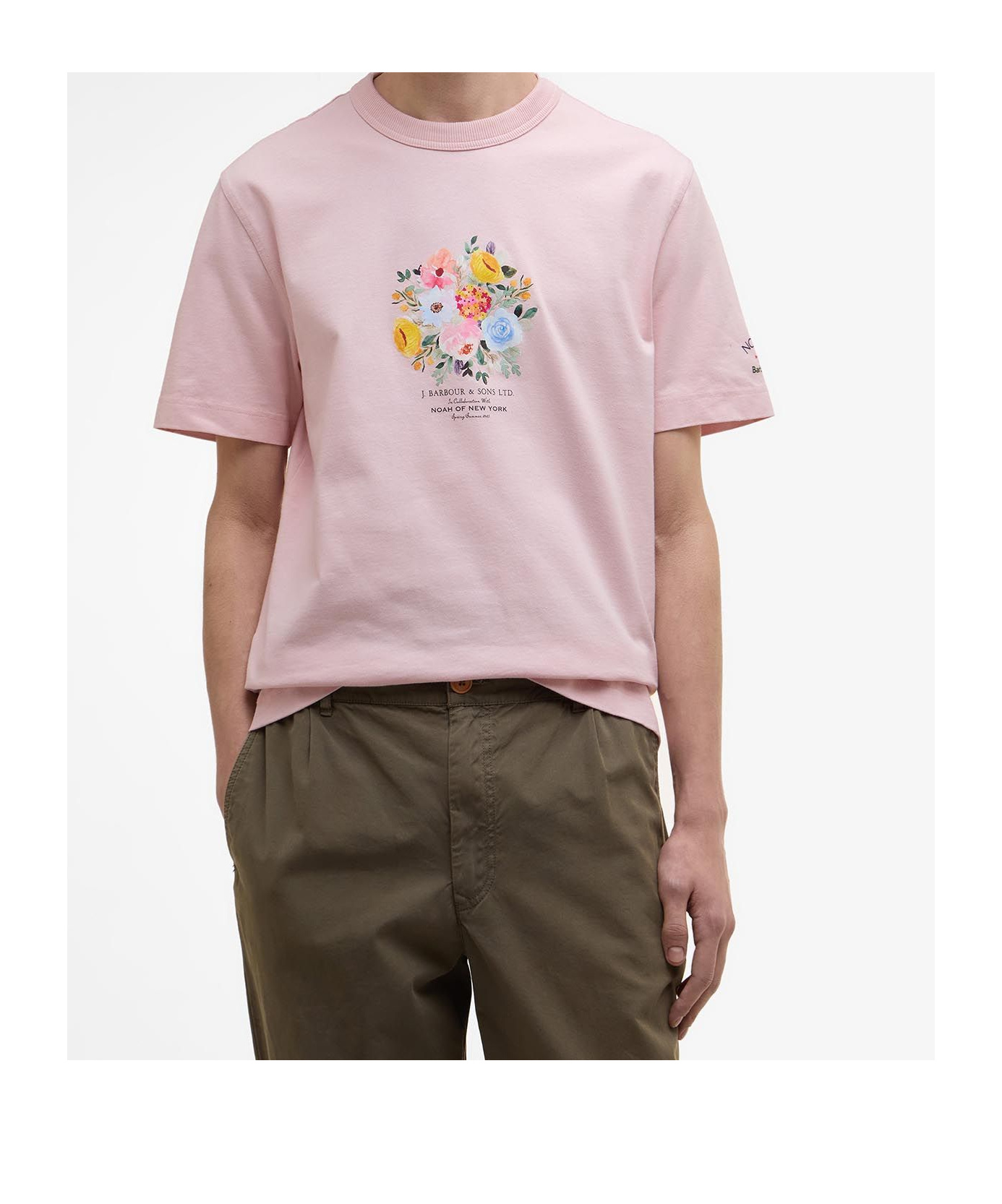 Shop Barbour X Noah Floral T-shirt In Chalk Pink