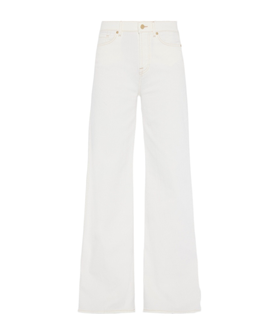 7 For All Mankind Cropped Alexa Jeans With Cut Hem White W/cut Hem In White