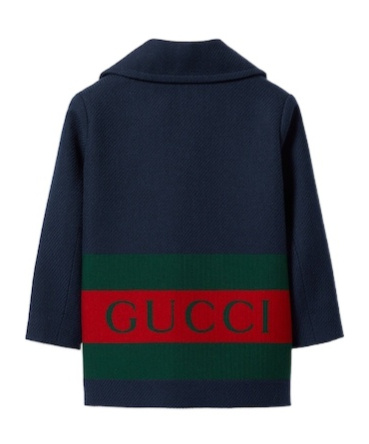 Gucci Striped Webbing Wool Coat In Black