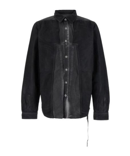 Rick Owens Drkshdw 'splintered' Grey Shirt With Classic Collar And Faded Effect In Black