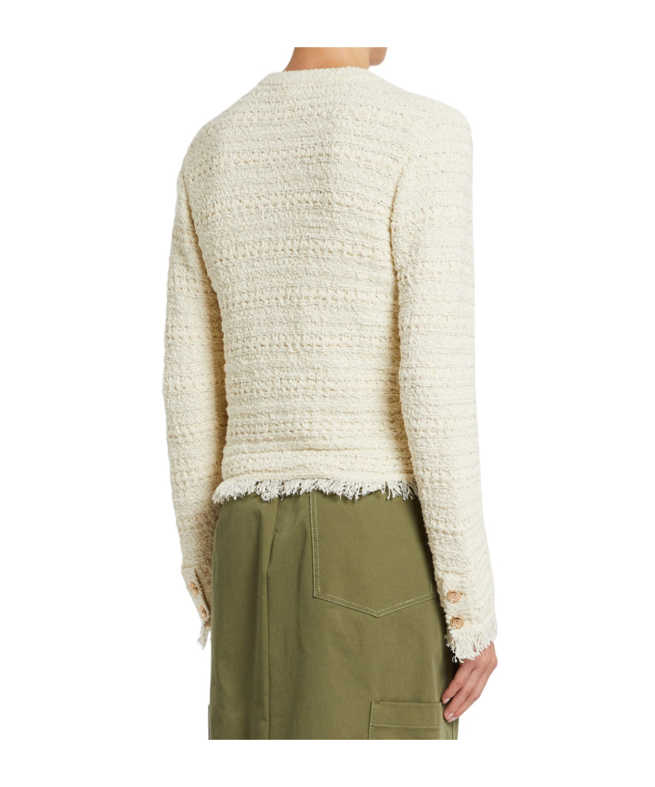 Iblues Button-down Knitted Casual Jacket In White