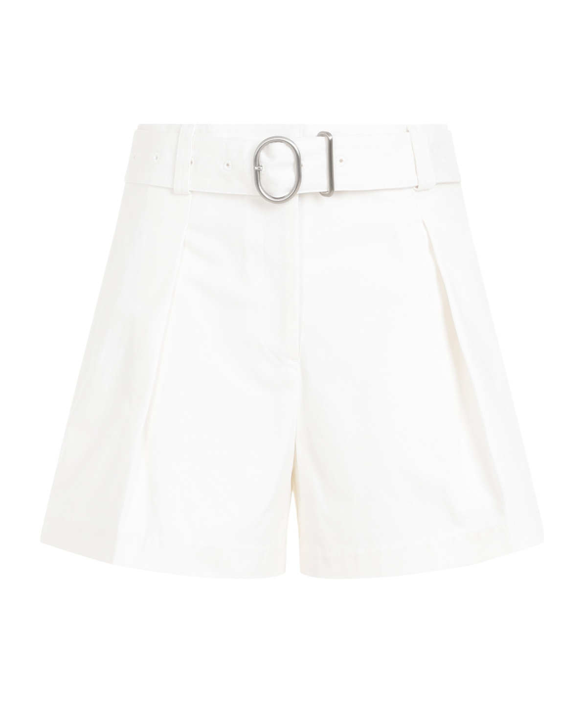 Jil Sander Flared Buckle Belt Shorts In White