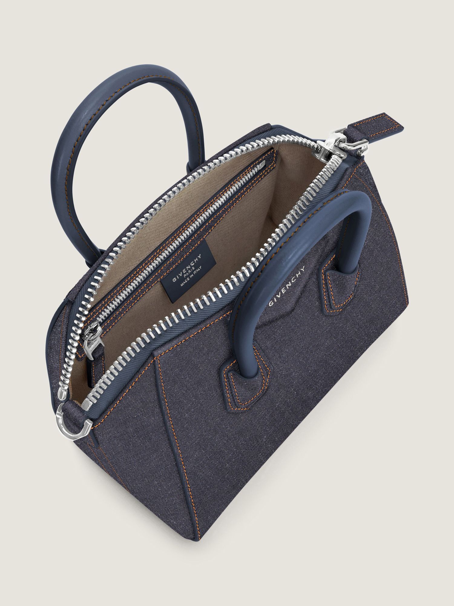 Givenchy Mini Antigona Bag In Denim In Purple