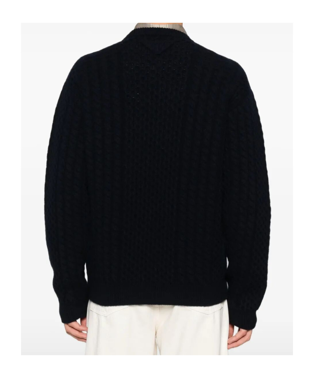 Prada Metallic Knit Wool-blend Sweater In Blue