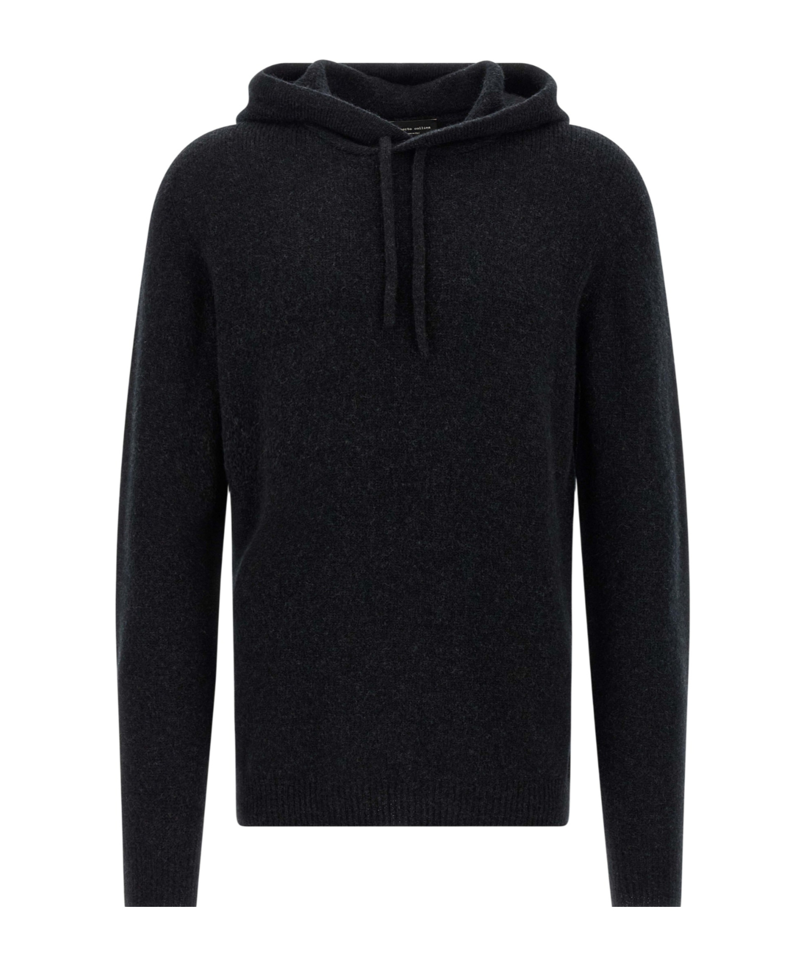 Roberto Collina Textured Knit Hooded Sweater In Virgin Wool In Black