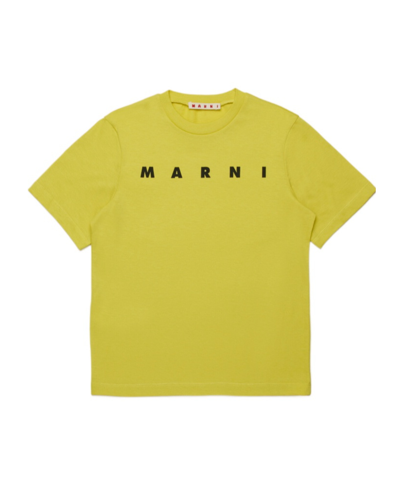 Marni Logo-print Cotton T-shirt In Yellow
