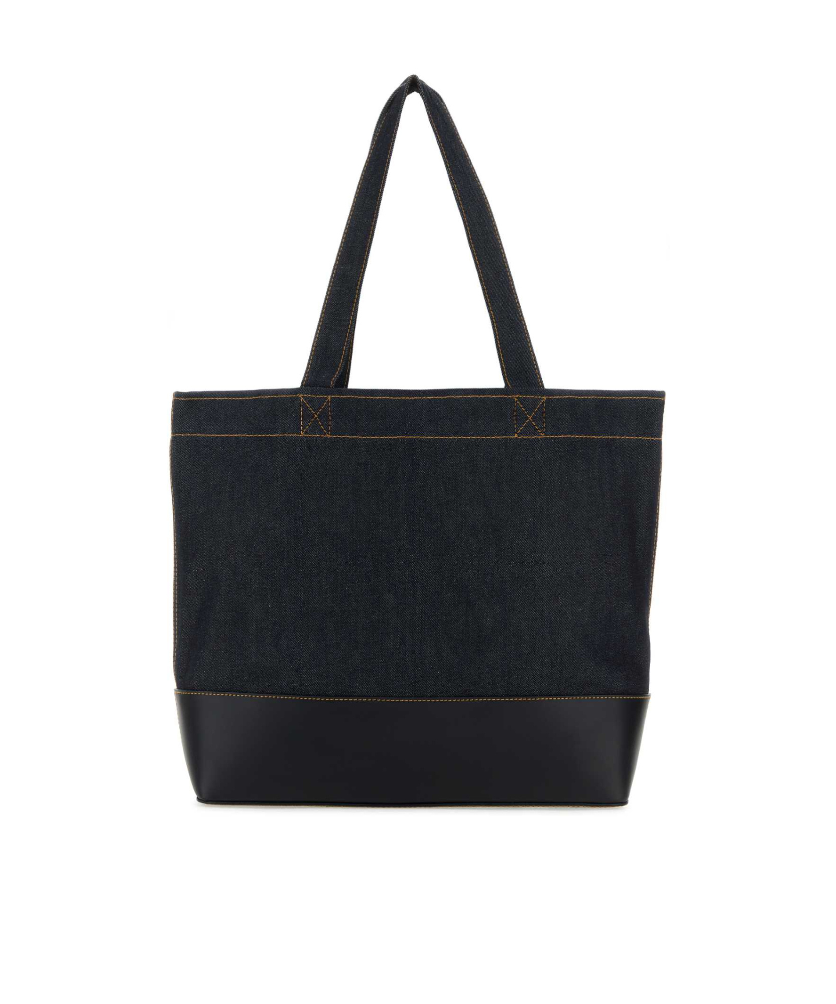 Apc A.p.c. Men Blue Denim And Leather Axel Shopping Bag In Black