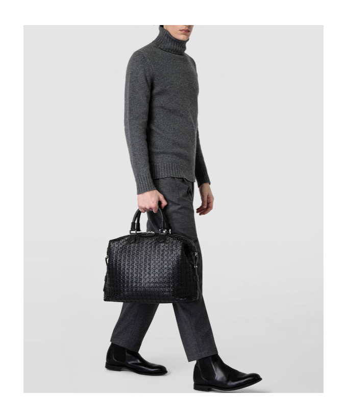 Serapian Double-handle Briefcase In Black