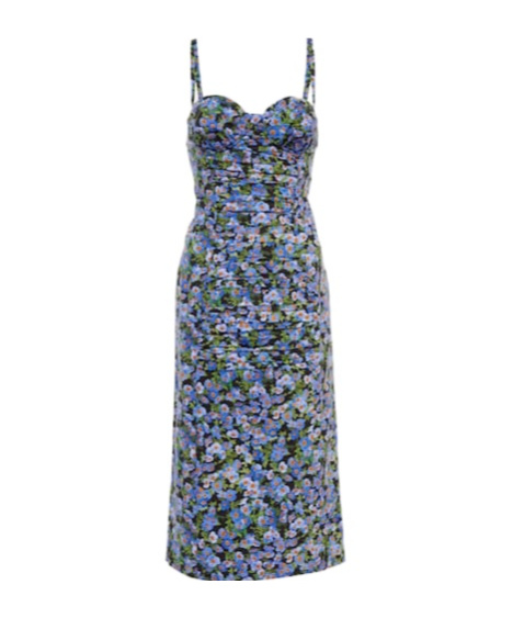 Carolina Herrera Printed Cotton Blend Midi Dress In Blue