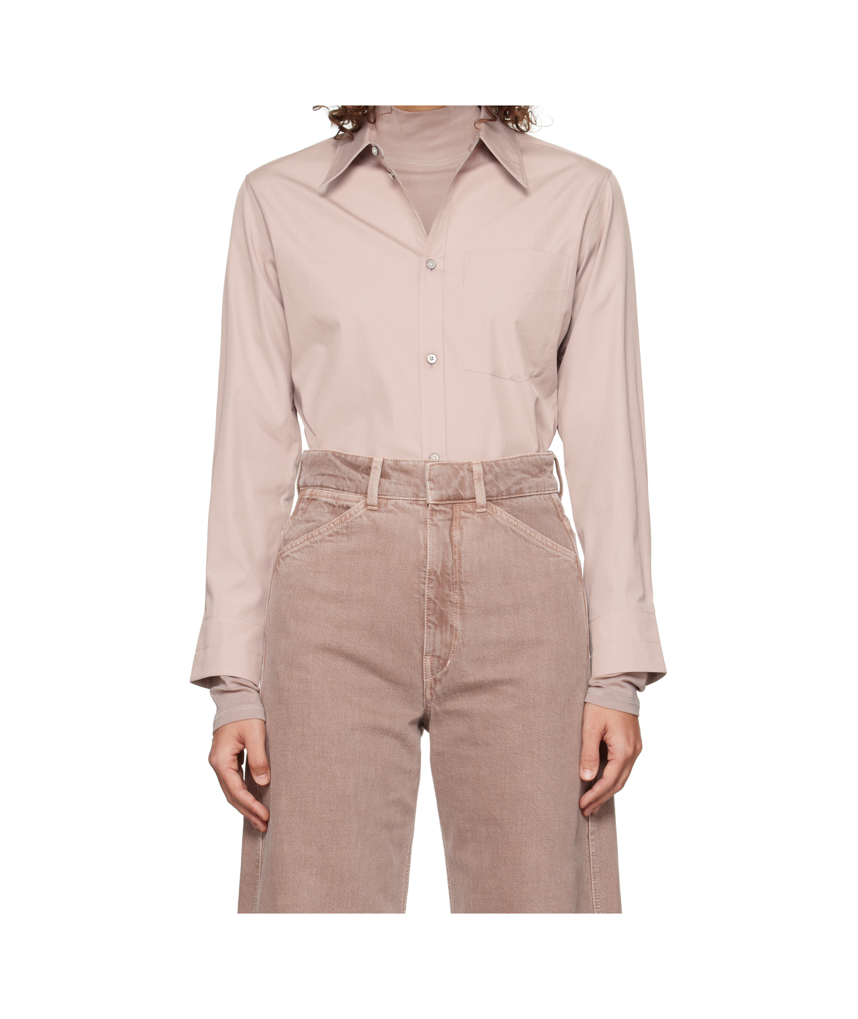 Lemaire Long-sleeved Shirt In Nude
