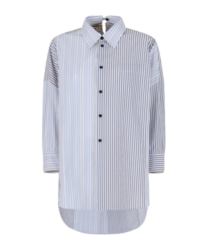 Marni Womens Stn63 Oversized Striped Cotton Shirt In Blue