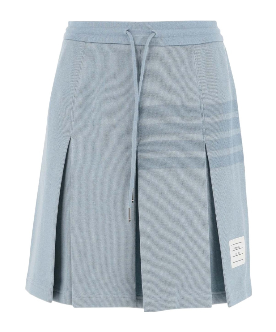 Thom Browne Mini Skirt With Iconic Stripe Detail In Gray
