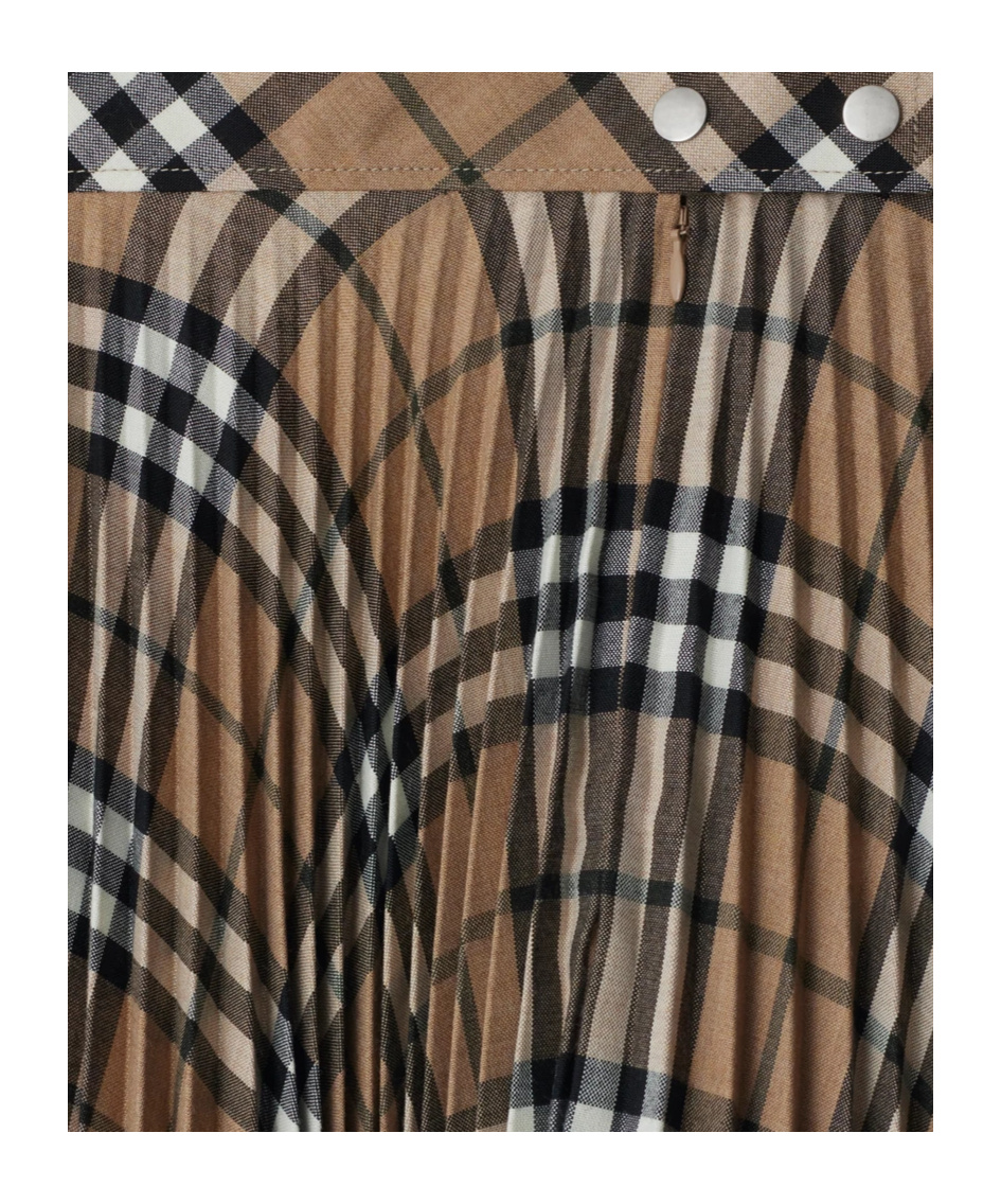 Burberry Check Pattern Pleated Skirt In Linden
