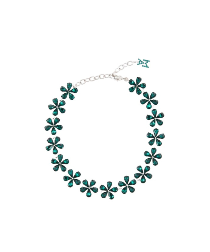 Amina Muaddi Crystal-embellished Anklet In Green