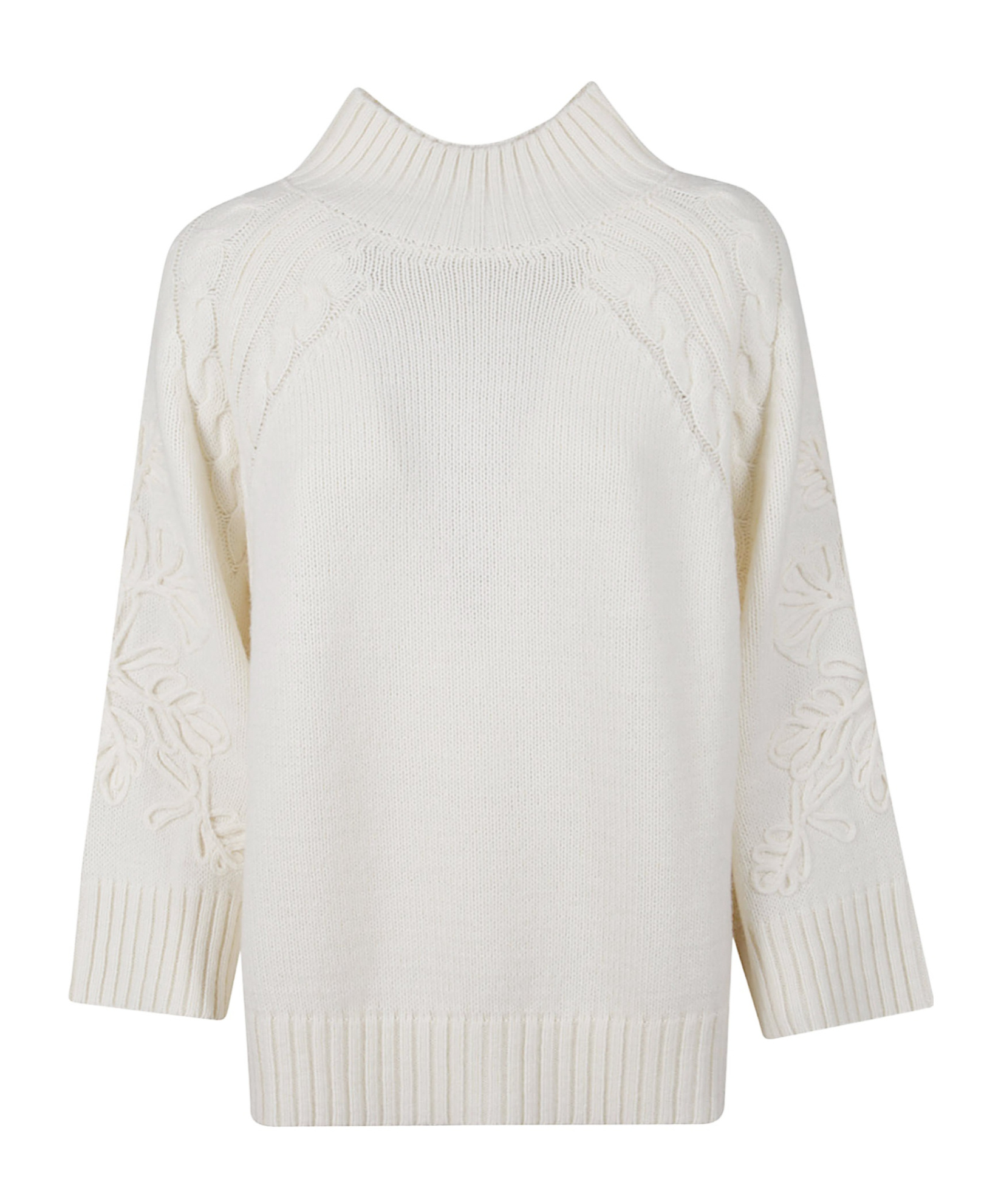 Ermanno Firenze Wide-sleeved Ribbed Sweater In White