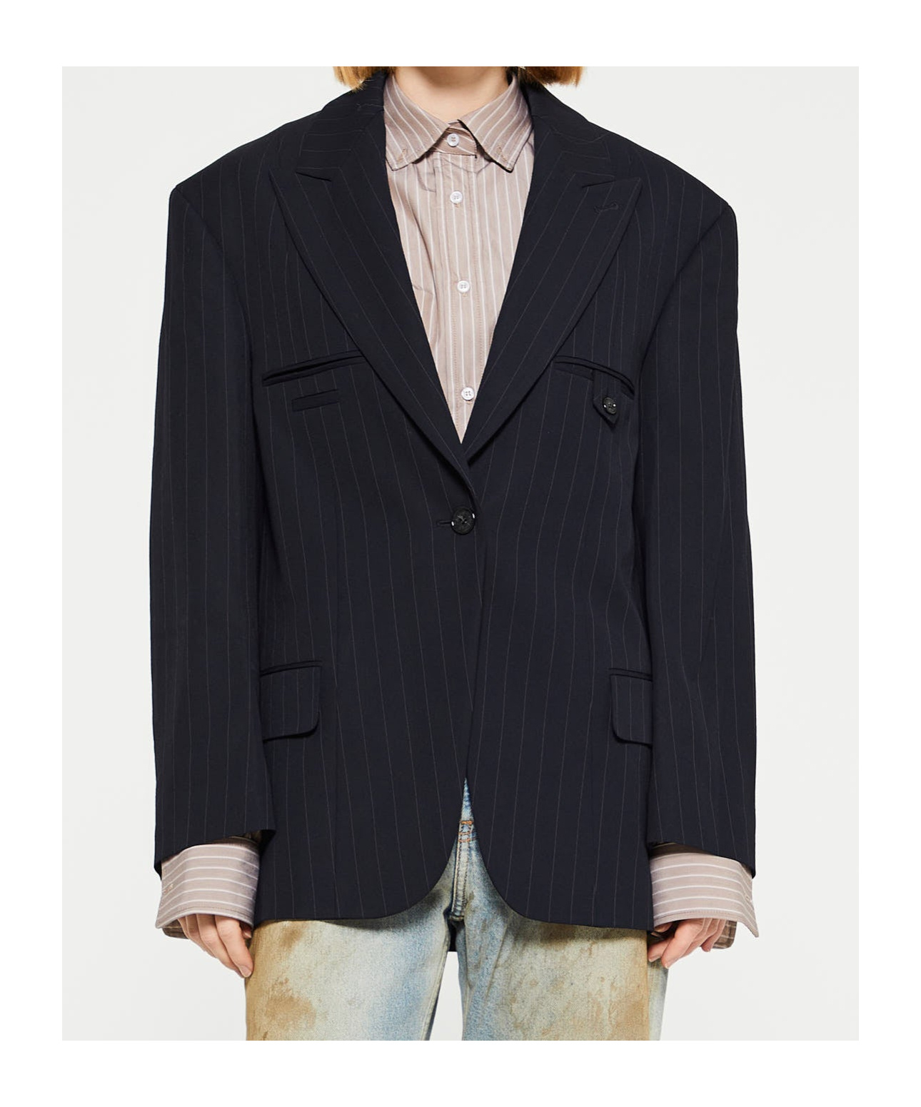 Acne Studios Long-sleeved Suit Coat In Black
