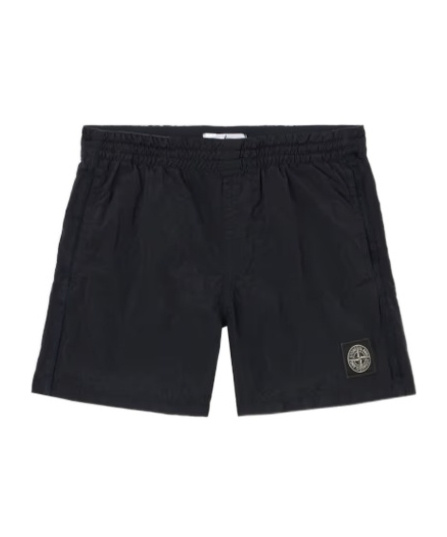 Stone Island Compass-badge Crinkled Shorts In Blue