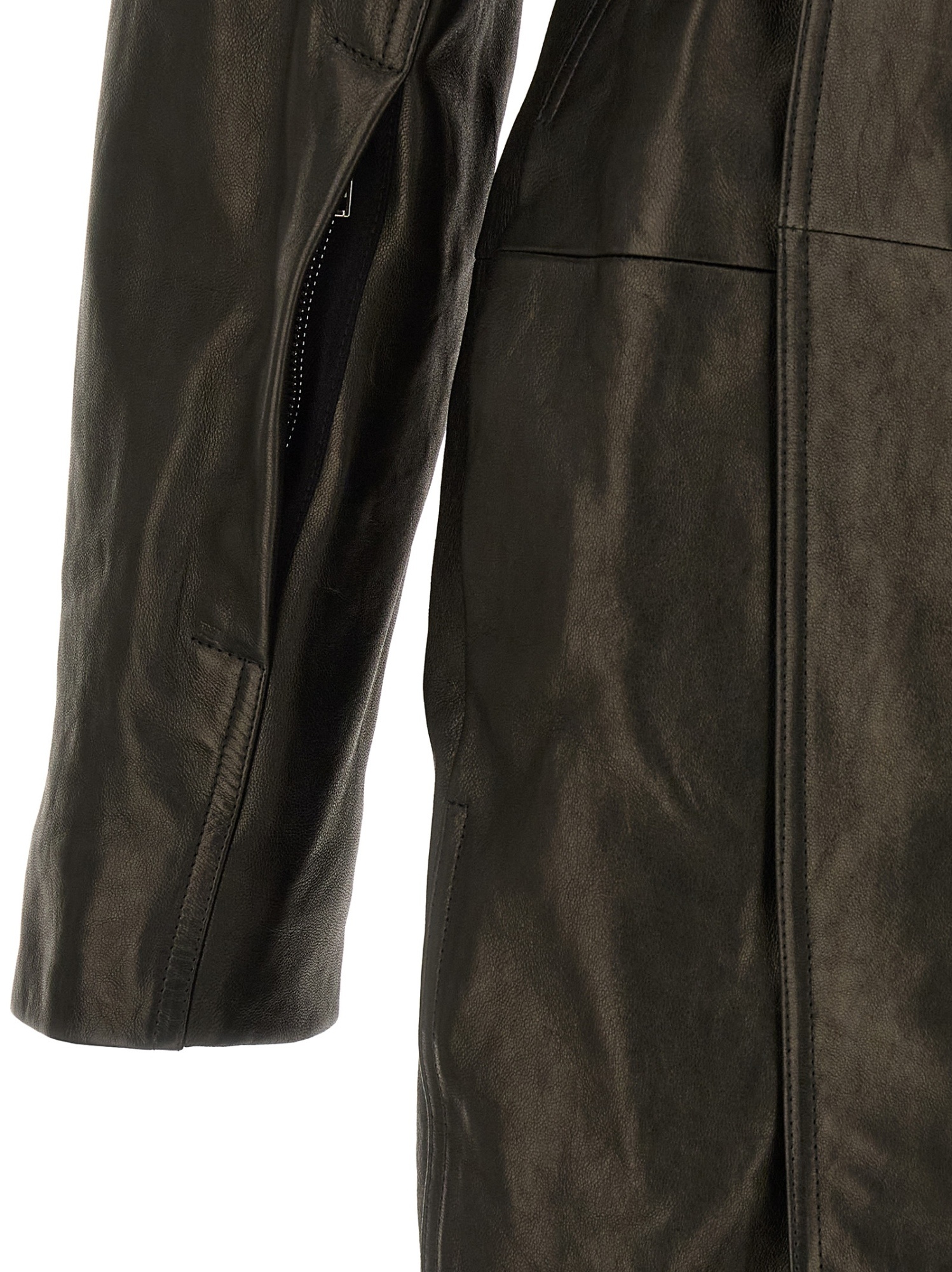 Rick Owens Dracucollar Belted Leather Coat In Multi