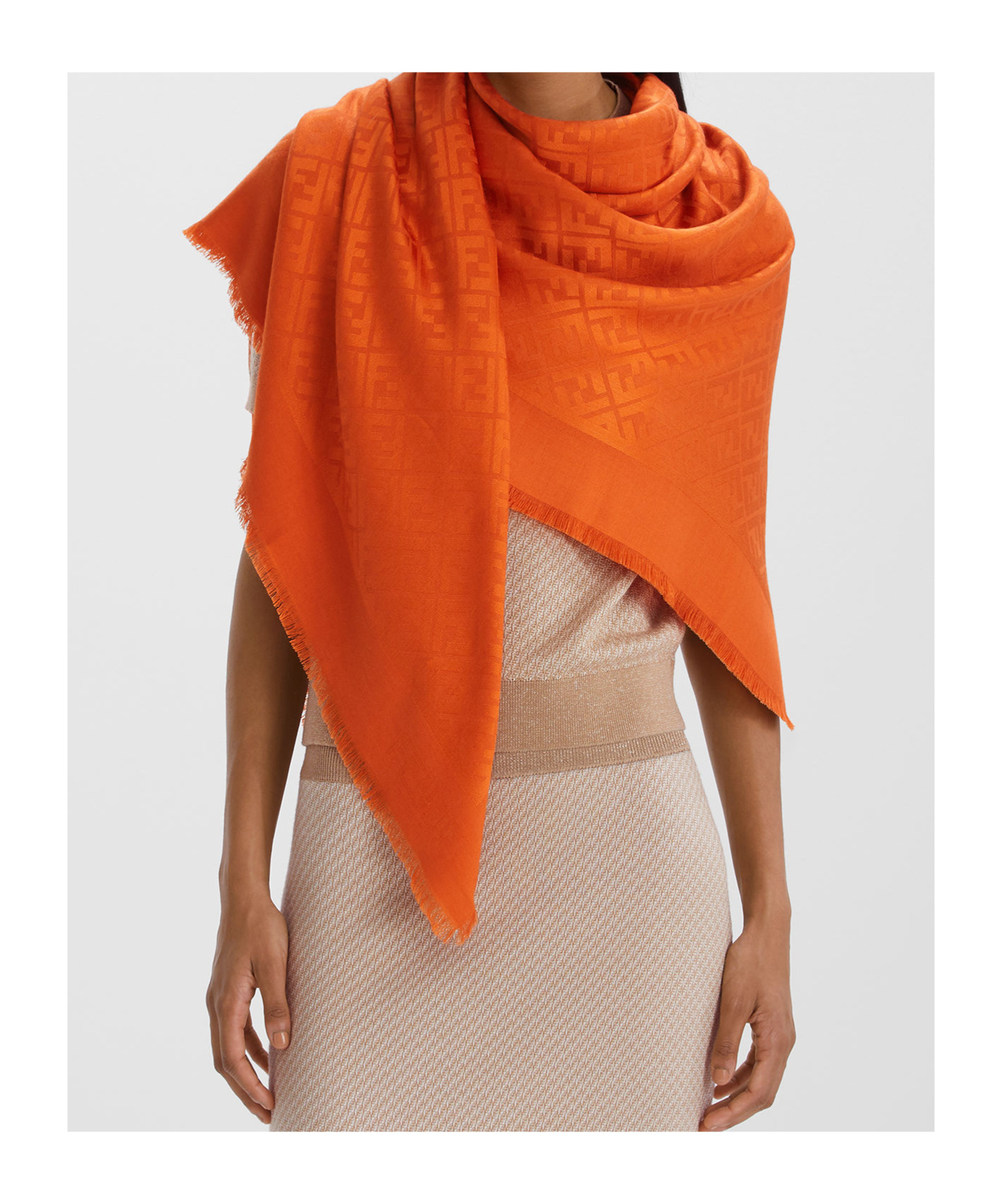 Fendi Ff-motif Shawl In Orange