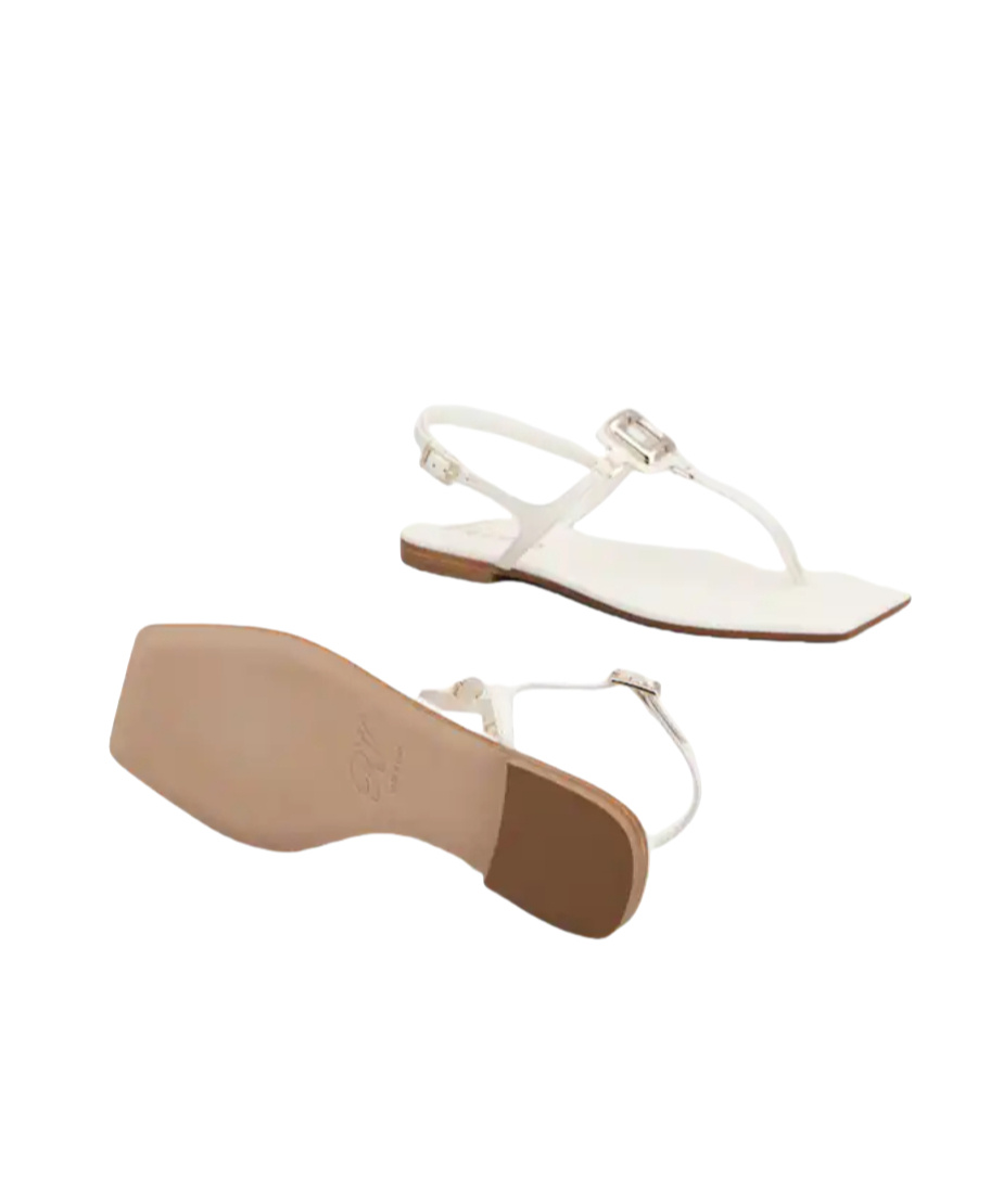 Roger Vivier Viv By The Sea Metallic T-strap Sandal In White