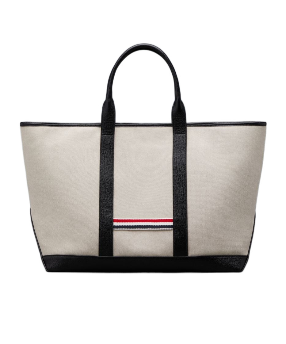 Thom Browne Medium Rwb-stripe Tote Bag In Gray