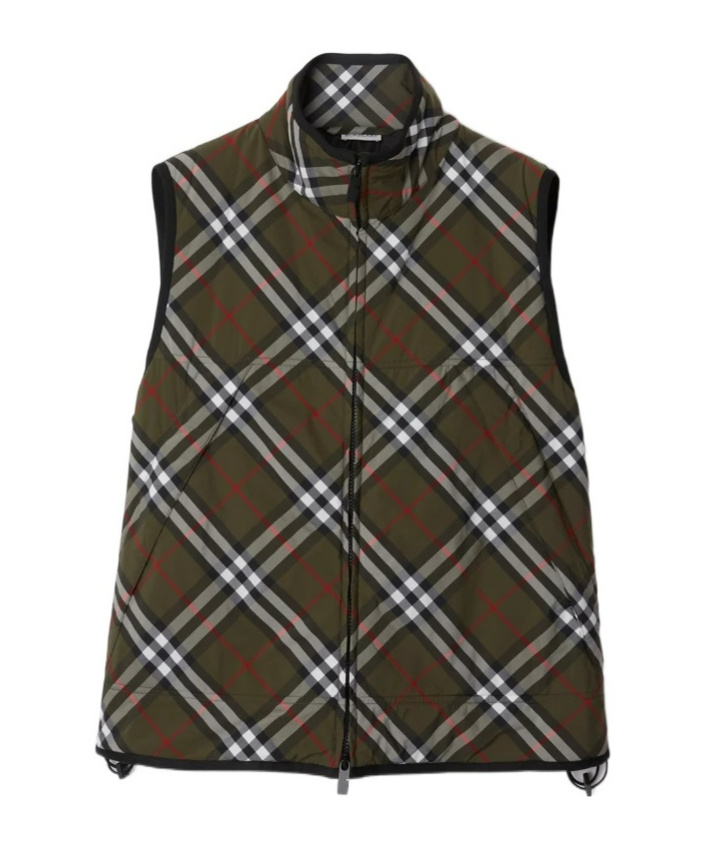 Shop Burberry Checked Padded Gilet In Black