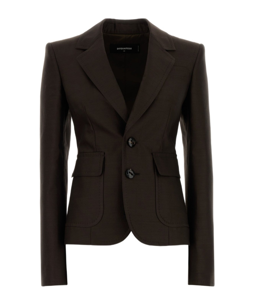 Dsquared2 Dsquared Chocolate Wool Blend Bianca Blazer In Brown