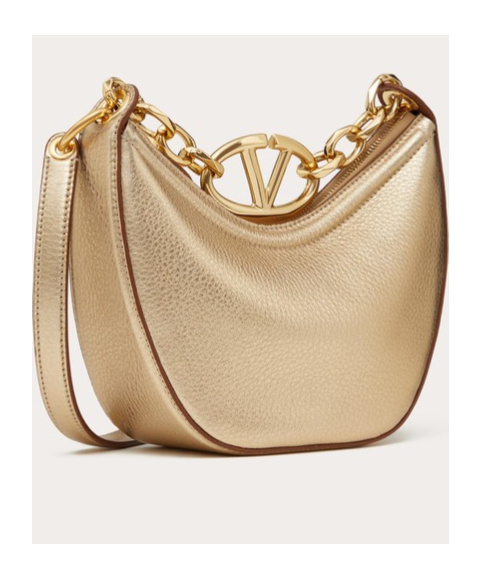 Valentino Mini Vlogo Moon Chain Shoulder Bag In Nude