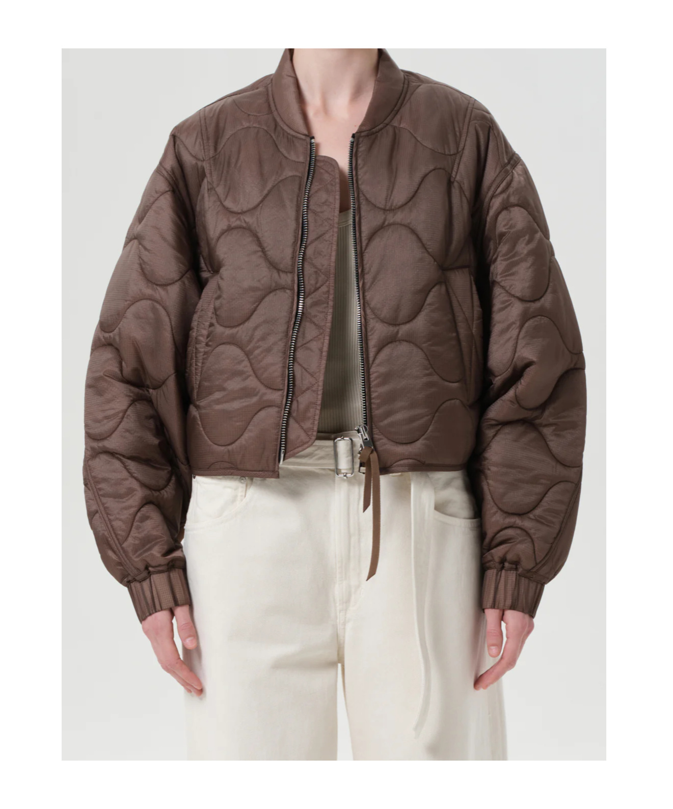 Agolde X Shoreditch Ski Club Iona Quilted Jacket In Brown