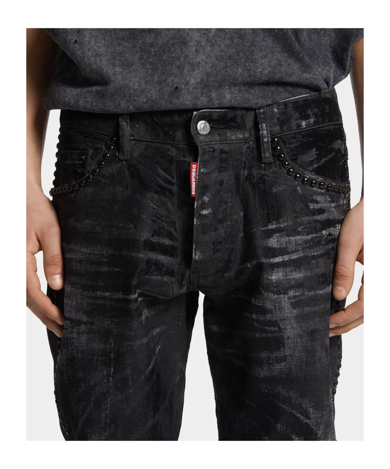 Dsquared2 X Kiss The American Embellished Jeans In Black