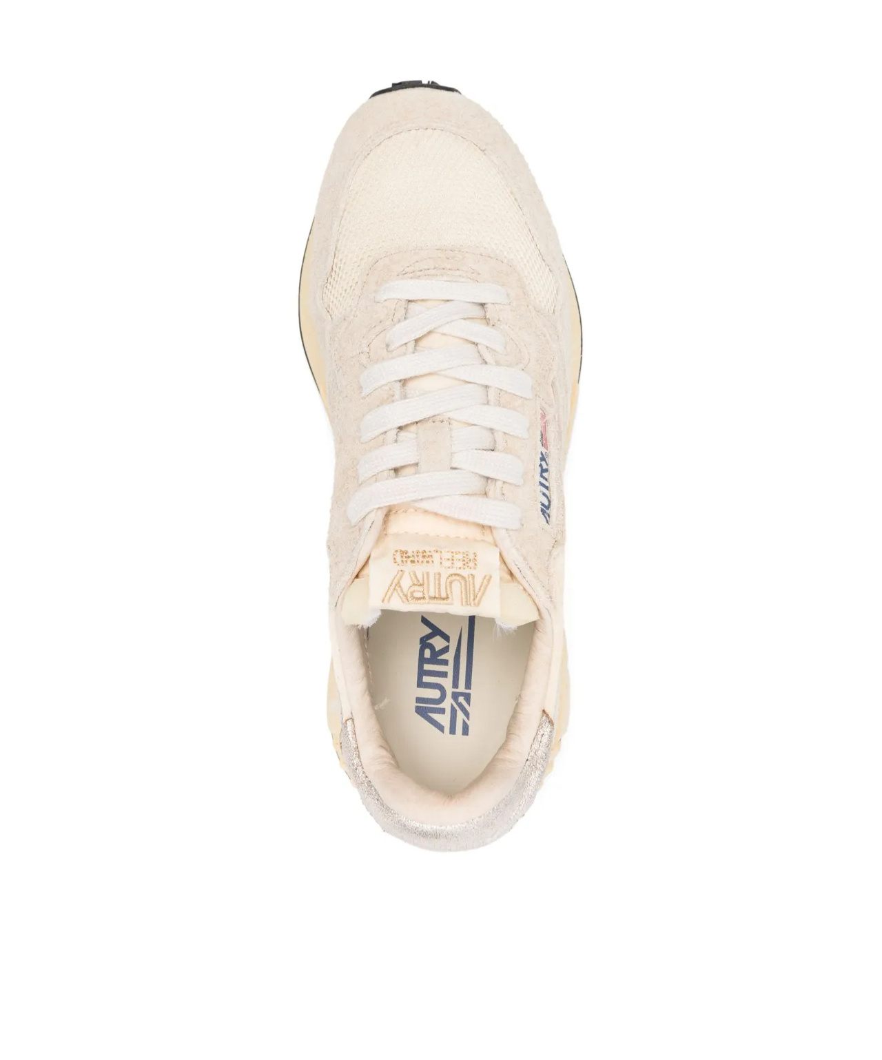 Autry Reelwind Low Sneakers In Nylon Suede And Leather Color Ecru And Platinum Shoes In Neutral