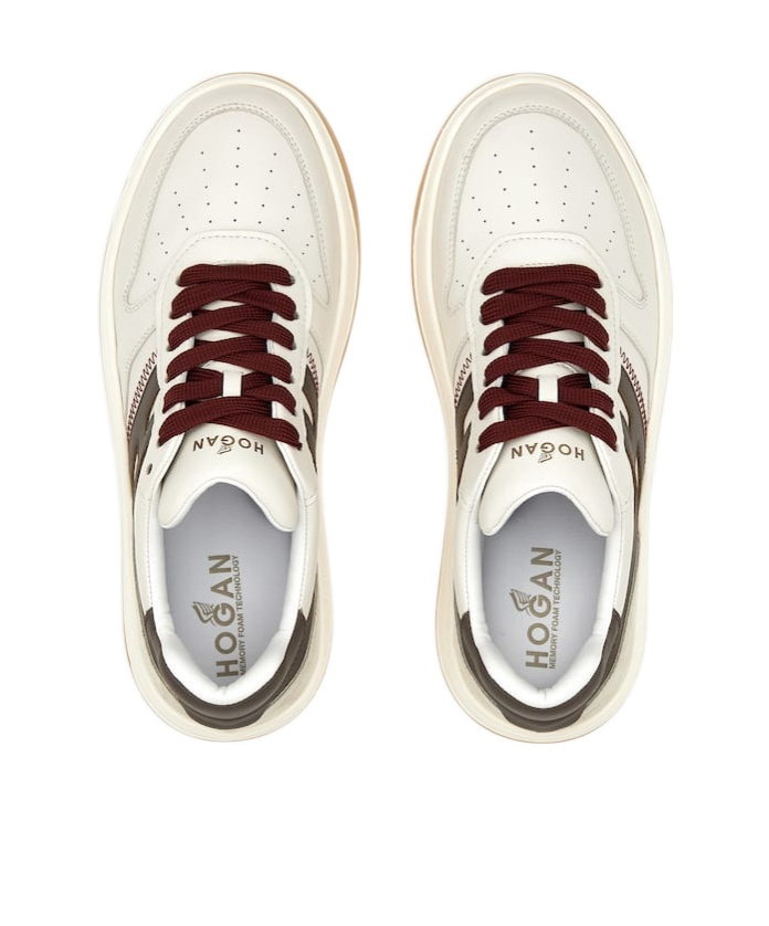 Hogan H630 Logo Patch Lace-up Sneakers In White