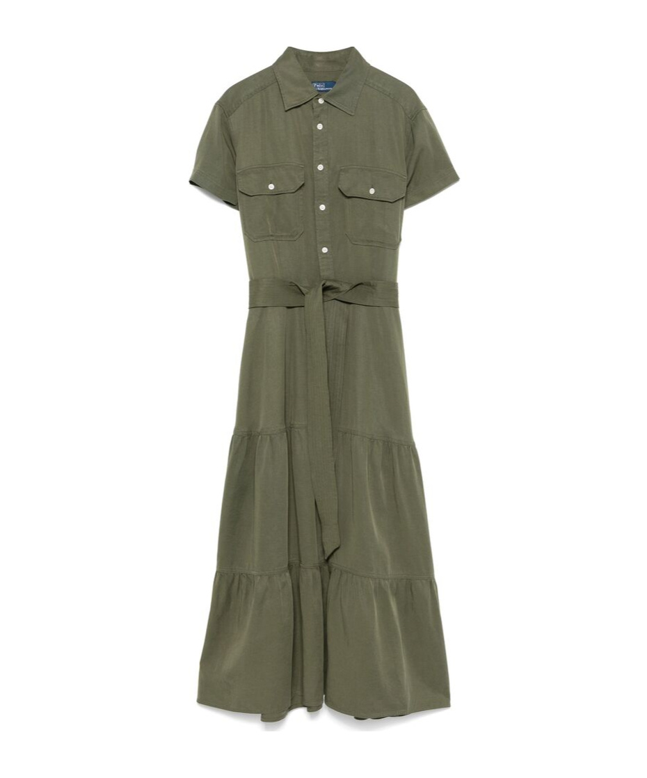 Polo Ralph Lauren Tiered Midi Dress In Green