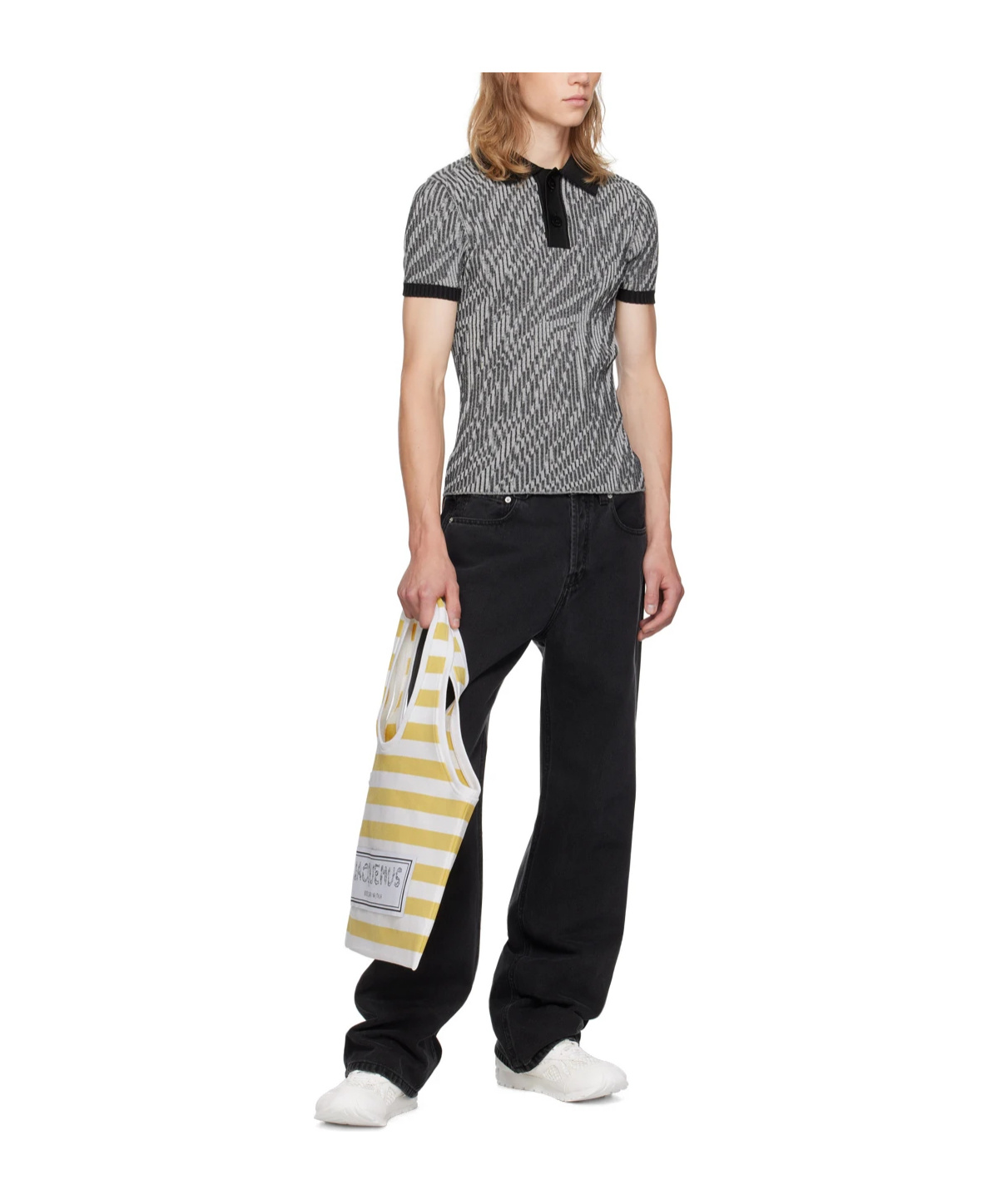 Jacquemus Polo Shirt With Lapel Short Sleeve In Black