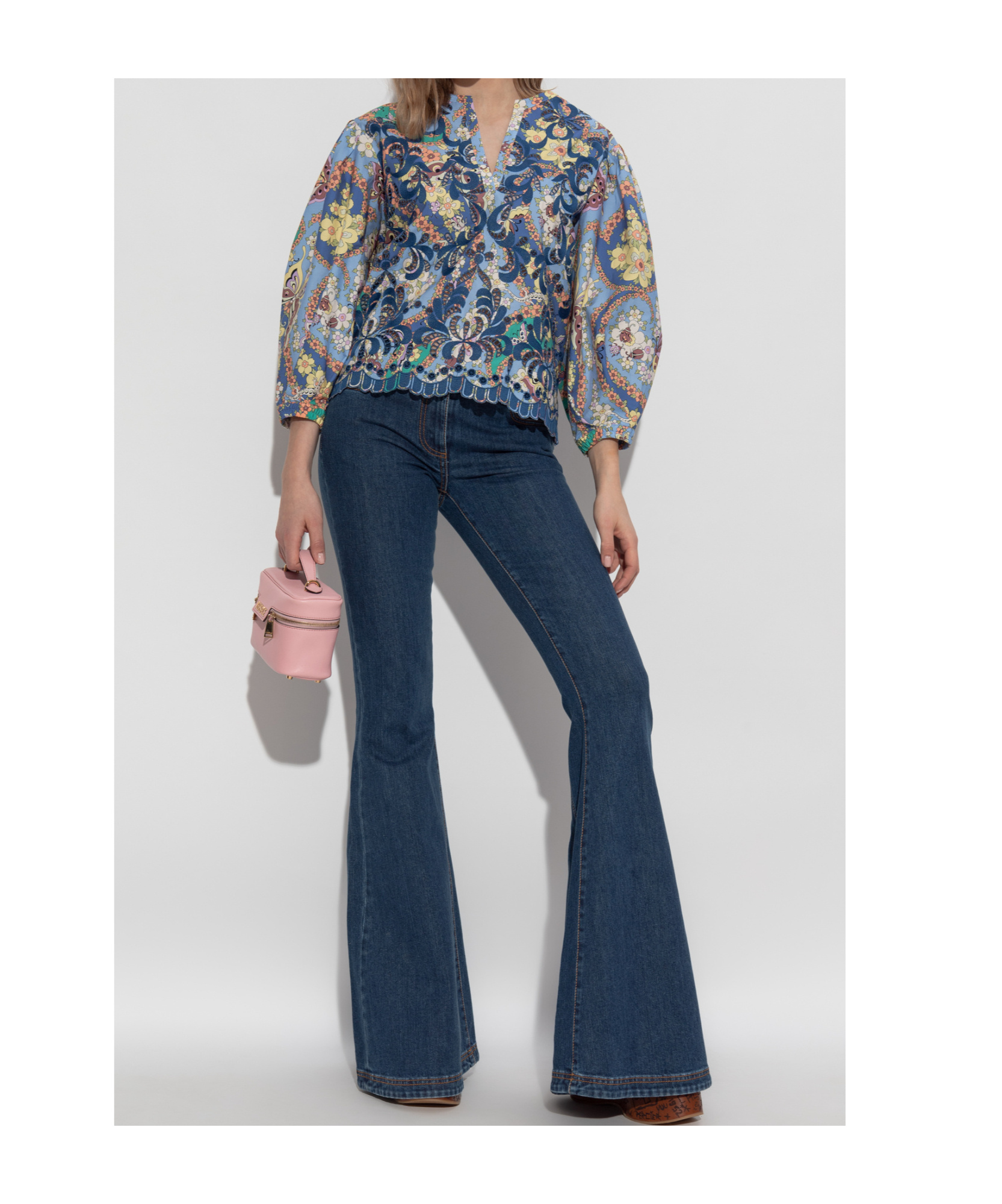 Etro Paisley Print Puff-sleeved Blouse In Blue
