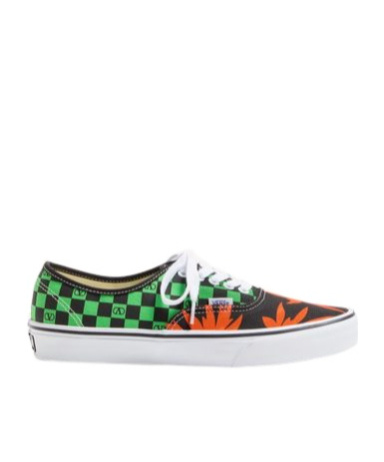 Valentino Garavani And Vans Low-top Fabric Trainer With Vlogo Checkerboard Print And Tropical Leaves In Multi