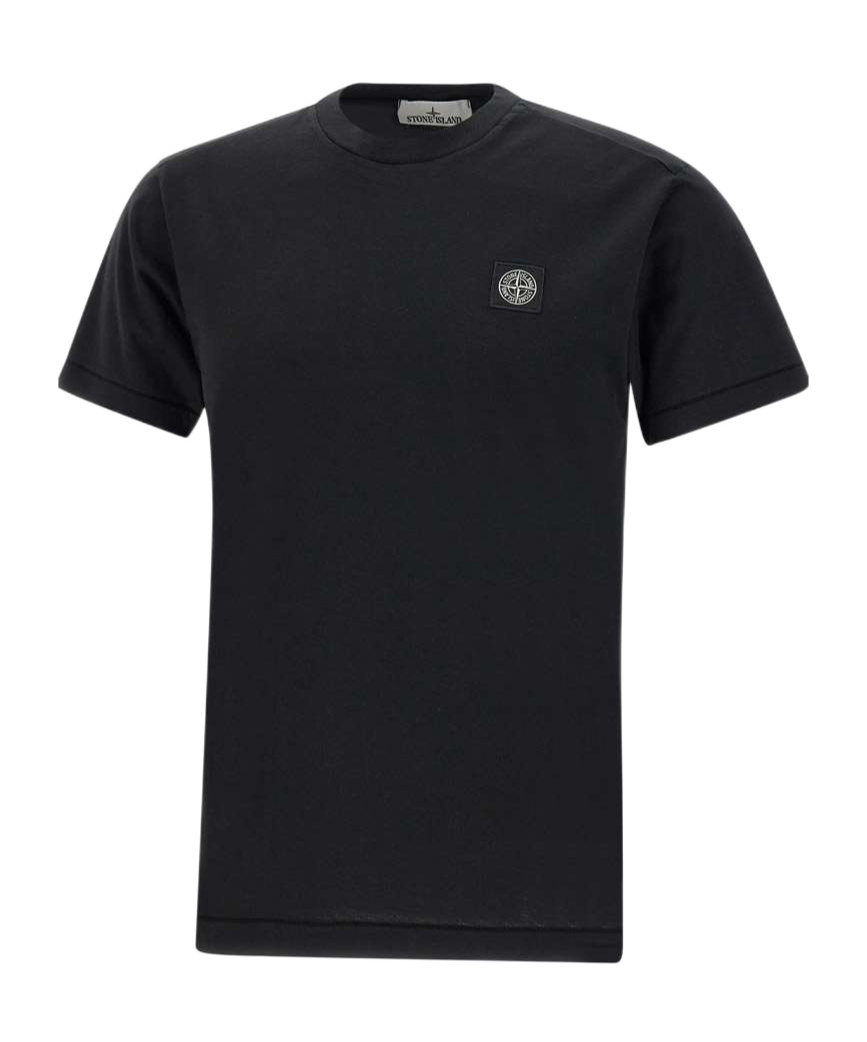 Stone Island Slim Fit Cotton Jersey T-shirt With Compass Patch In Black