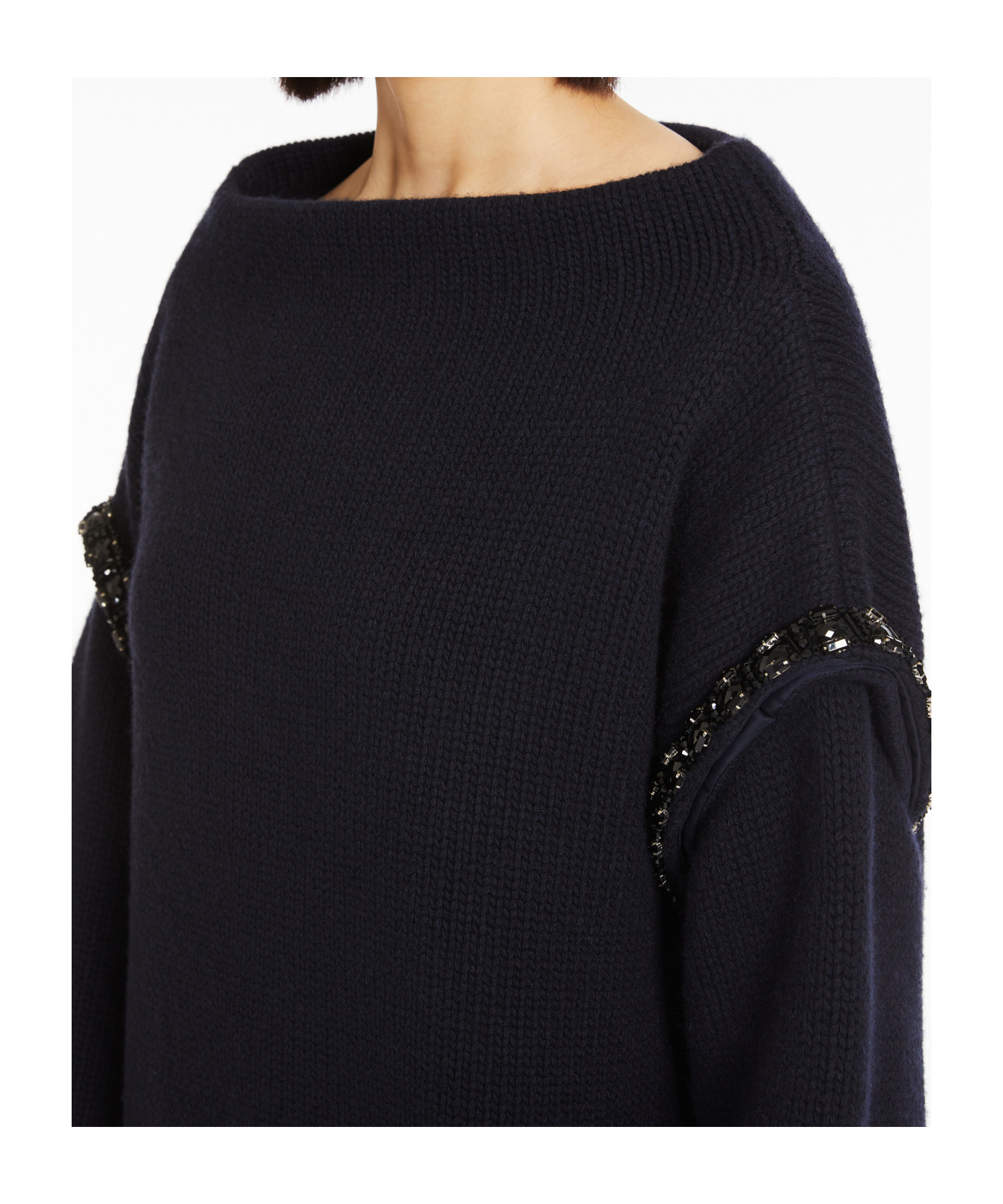 Max Mara Long-sleeved Wool Sweater In Black
