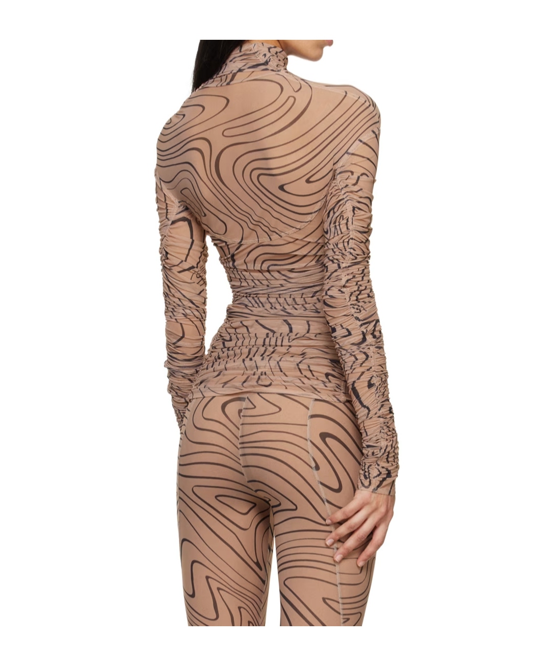 Mugler Beige Printed Turtleneck In Brown