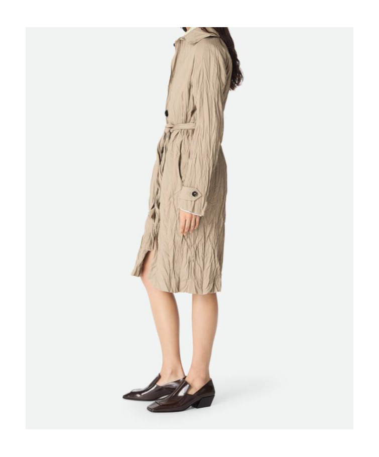 Bottega Veneta Crushed Cotton Coat In Nude
