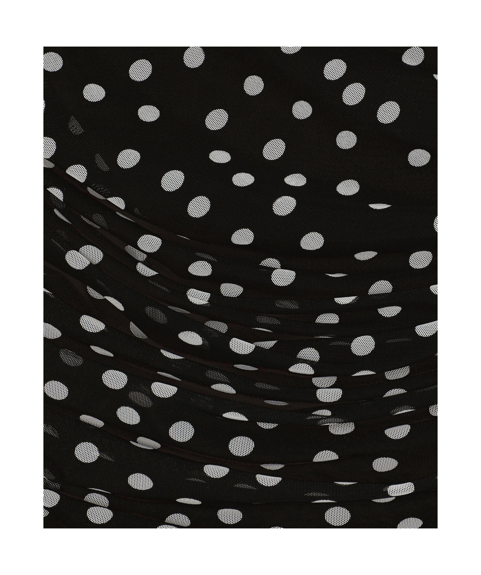 Dolce & Gabbana Stretch Tulle Top With Crossover Neckline And Polka Dot Print In Black