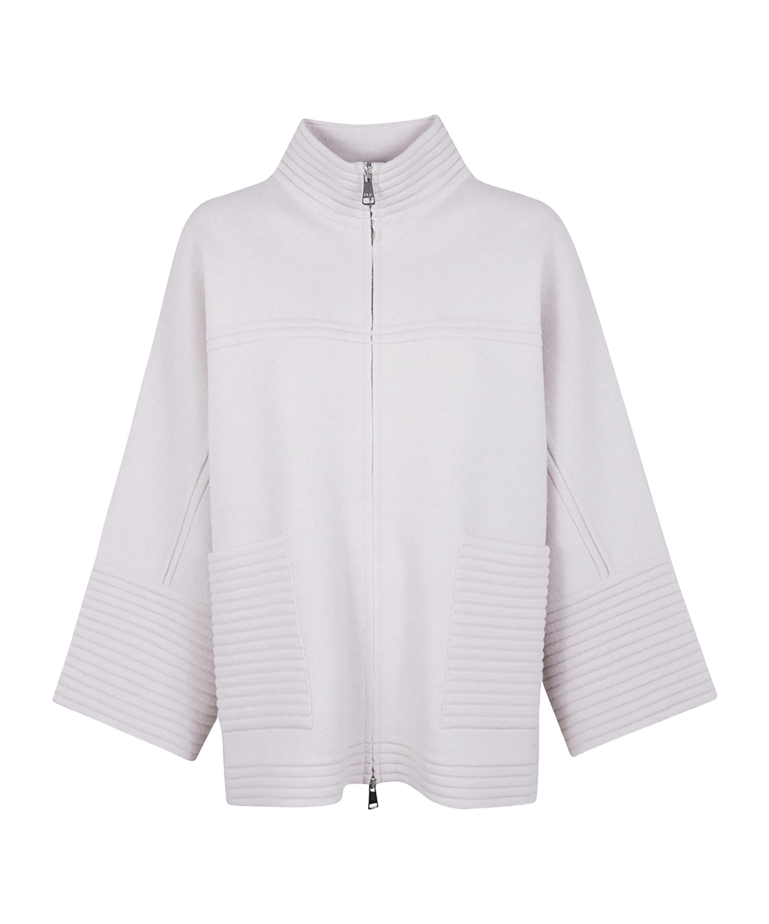 D Exterior Ribbed-panel Zip-front Coat In White