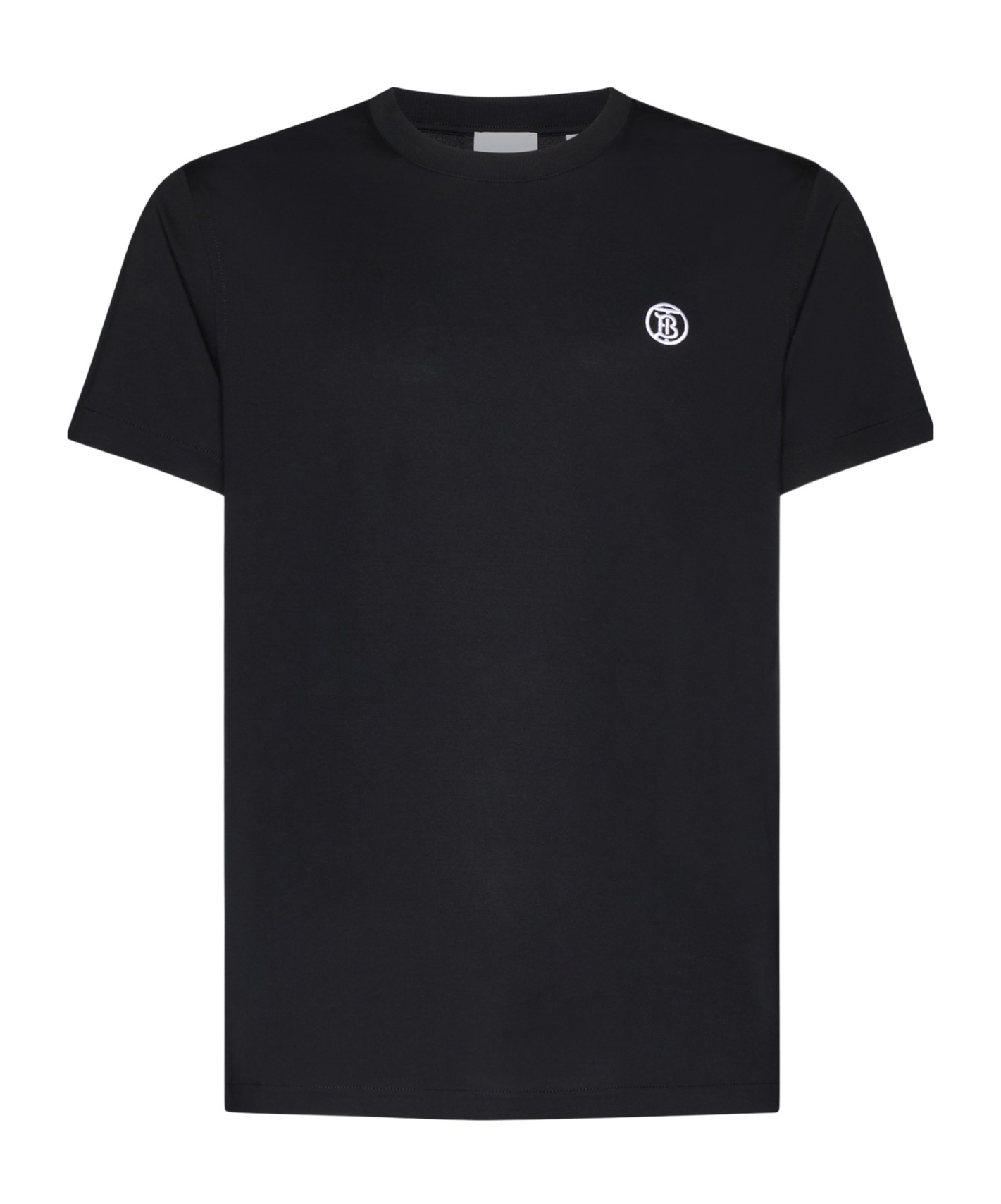 Burberry Parker Logo-embroidered Cotton-jersey T-shirt In Black